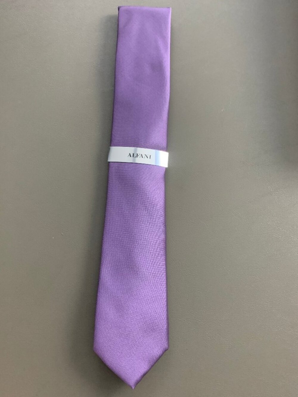 Alfani Men's Slim 2.75'' 100% Polyester Neck Tie, Eggplant Purple Solid Texture